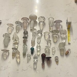 Vintage Lot of 31 Clear Glass Bottle Stopper Assortment